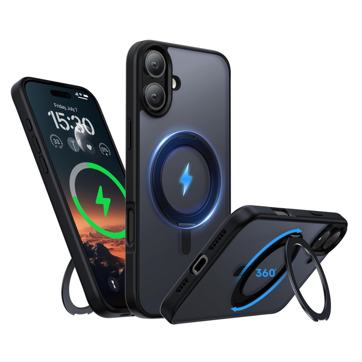 Niunisi for iPhone 16 Plus Case 67Inch with Magnetic 360 Ring Stand Compatible with MagSafe Frosted Matte Shockproof Pro