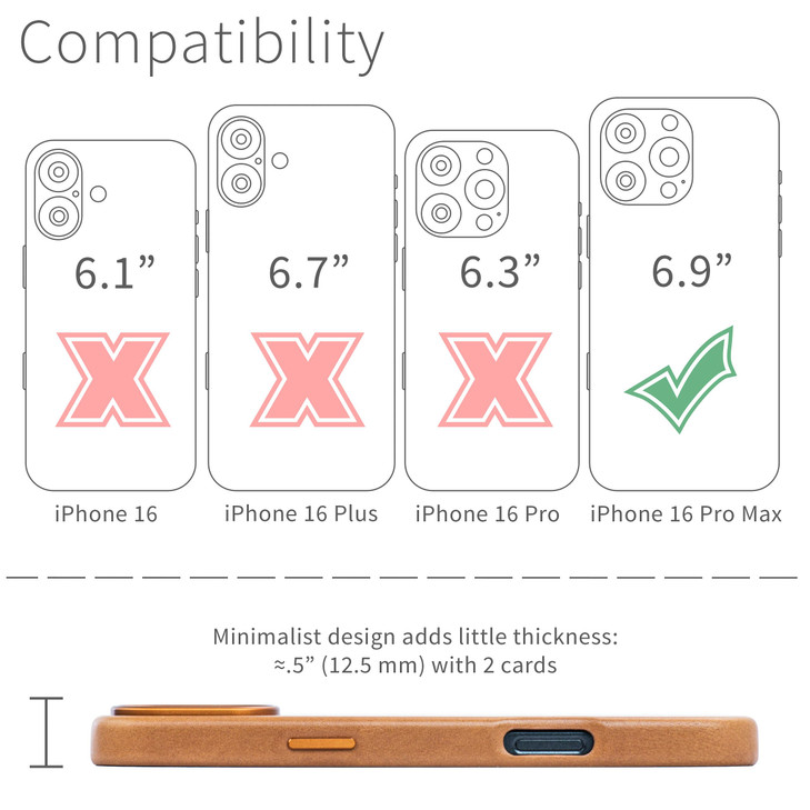 Dockem Genuine Leather Case for iPhone 16 Pro Max Compatible with MagSafe MSGL Black