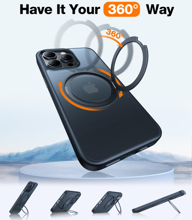 TORRAS 360 Rotatable Magnetic Ring for iPhone 16 Plus Case Fit for MagSafe with Stand Ring Holder 16FT Military Grade Sh