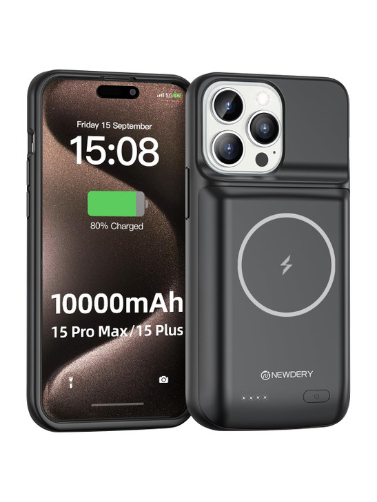 NEWDERY 10000mAh Battery Case for iPhone 15 Pro MaxPlus USB C Qi Wireless ChargingPortable Protective Charger Case Batte