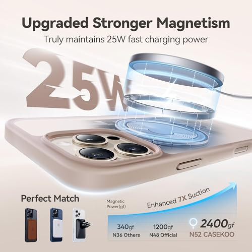 CASEKOO UltraMagnetic Stand for iPhone 16 Pro Case Military Drop Protection Compatible with MagSafe Shockproof Transluce
