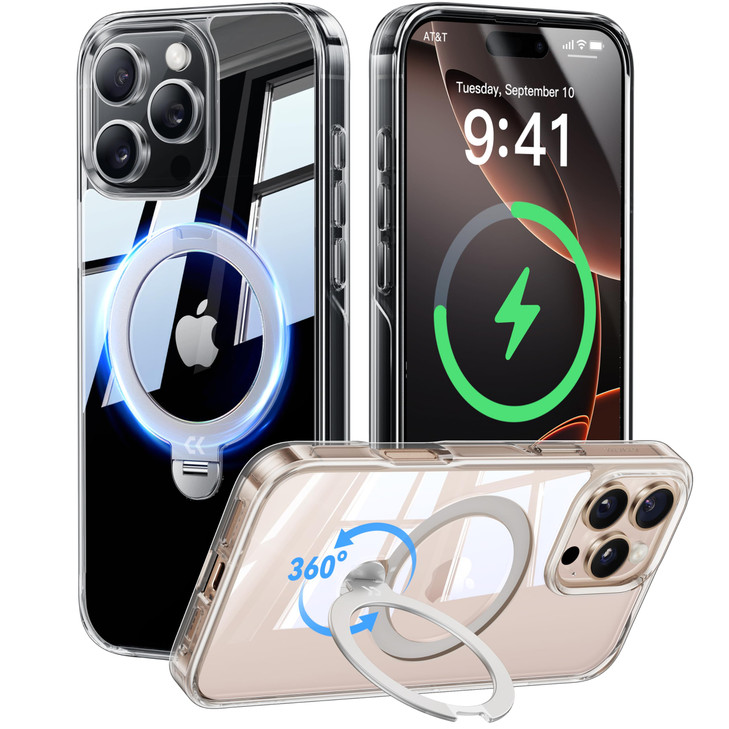 CASEKOO 360 Spin Max Magnetic Titanium Stand for iPhone 16 Pro Max Case Fit with Magsafe16FT Military Protection NoYello