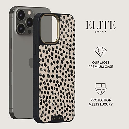 BURGA Elite Phone Case Compatible with iPhone 13 PRO MAX Black Polka Dots Pattern Cute But Tough with CloudGuard 2in1 De