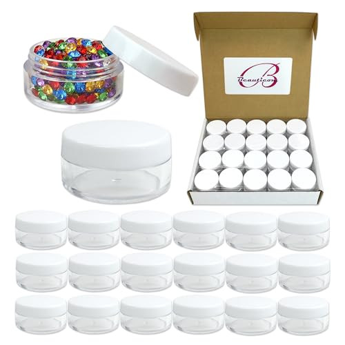 Beauticom 10g/10ml (0.35 Fl Oz) Round Clear Jars with Round Top Lids for Creams, Lotions, Make Up, Powders, Glitters, and more... (Color: Clear Lid, online at globaldelivered