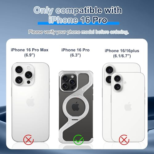 aidvaia Titanium Metal Minimalist Phone Case Compatible with iPhone 16 Pro Magnetic Kickstand Metal Frameless Design Bum
