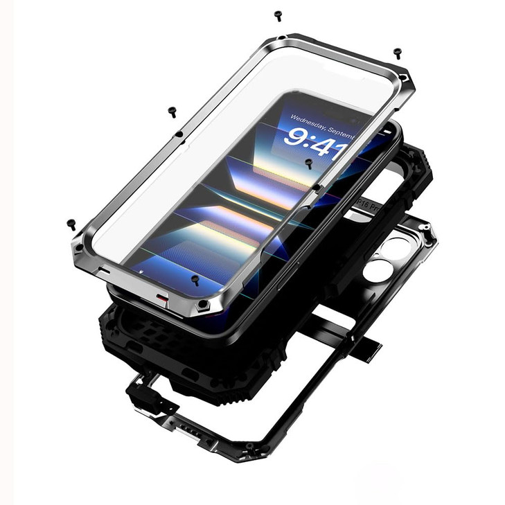 Lunivop fit for iPhone 16 Case 61inch Heavy Duty Rugged Aluminium Stan Military Grade Metal Rubber Built in Screen Prote