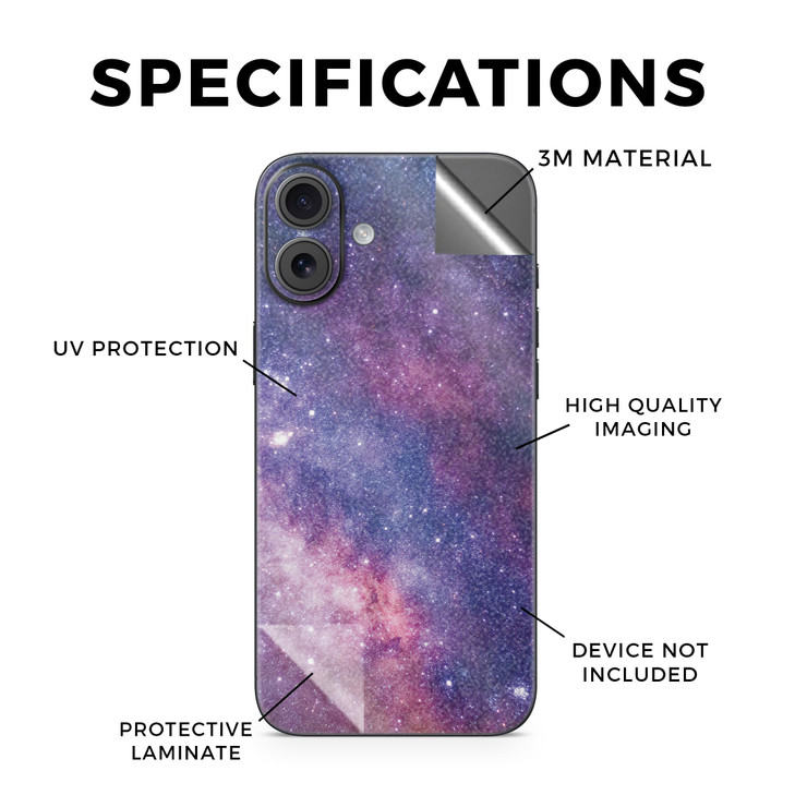 Glossy Glitter Phone Skin Compatible with Apple iPhone 16 Plus Violet Stars Premium 3M Vinyl Protective Wrap Decal Cover