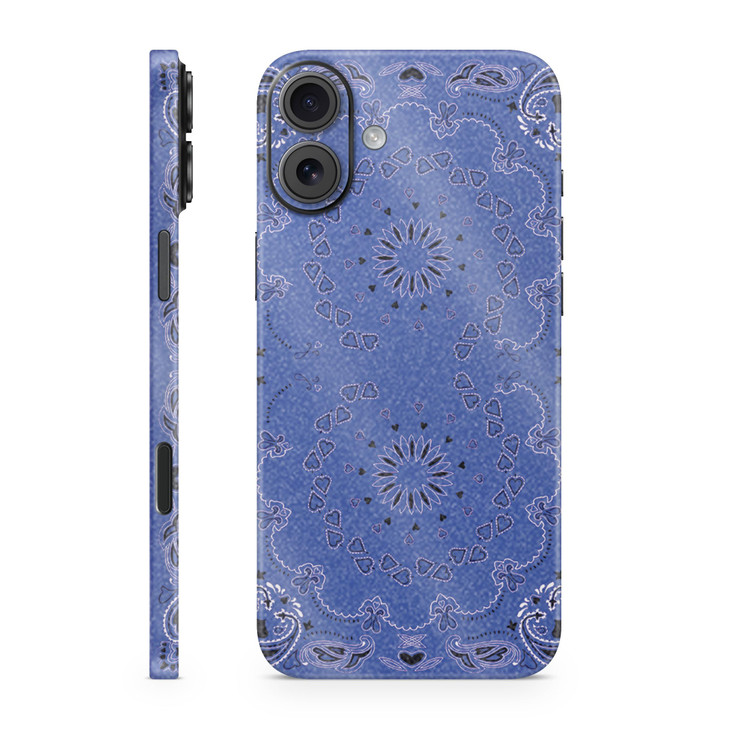 Glossy Glitter Phone Skin Compatible with Apple iPhone 16 Plus Blue Bandana Premium 3M Vinyl Protective Wrap Decal Cover