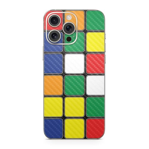 Carbon Fiber Phone Skin Compatible with Apple iPhone 16 Pro Max Puzzle Cube Premium 3M Vinyl Protective Wrap Decal Cover