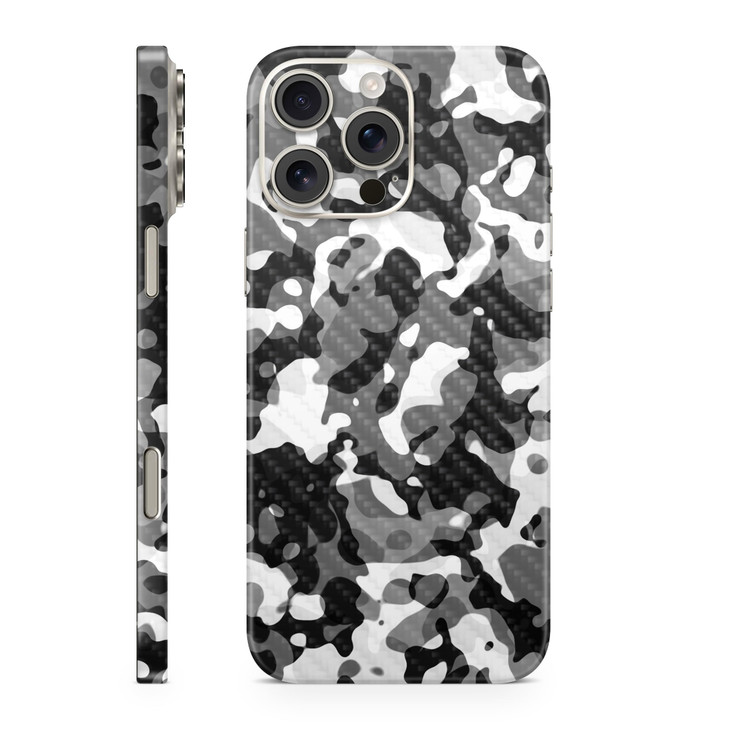 Carbon Fiber Phone Skin Compatible with Apple iPhone 16 Pro Max Black Modern Camo Premium 3M Vinyl Protective Wrap Decal