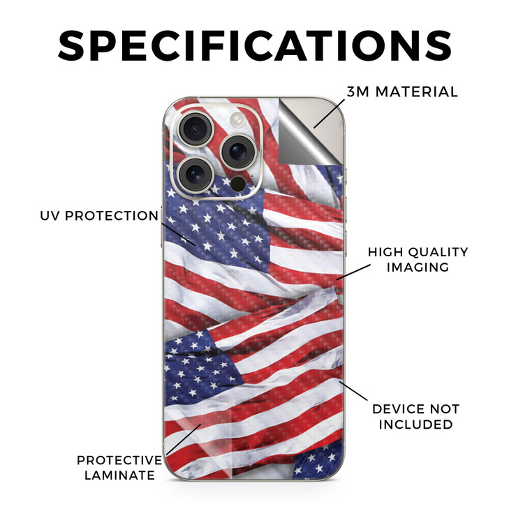Carbon Fiber Phone Skin Compatible with Apple iPhone 16 Pro Max Patriot Premium 3M Vinyl Protective Wrap Decal Cover Eas