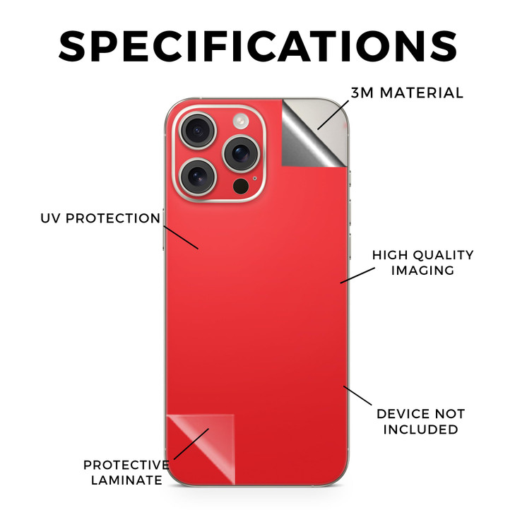 Phone Skin Compatible with Apple iPhone 16 Pro Max Solid Red Premium 3M Vinyl Protective Wrap Decal Cover Easy to Apply