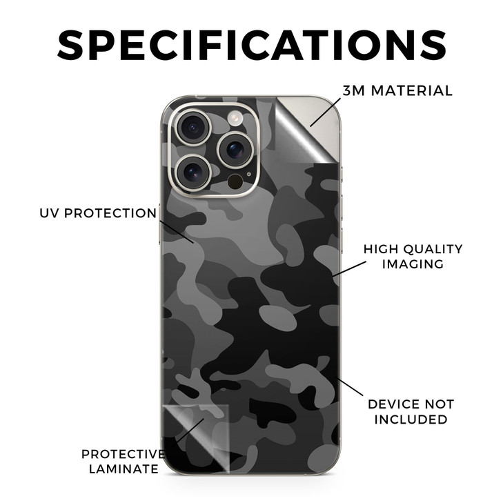 Phone Skin Compatible with Apple iPhone 16 Pro Max Black Camo Premium 3M Vinyl Protective Wrap Decal Cover Easy to Apply