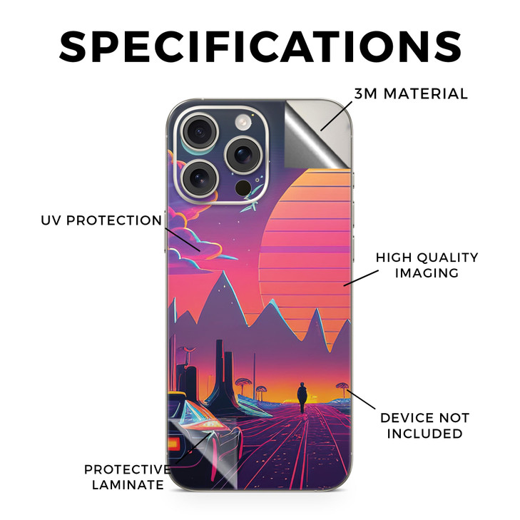 Phone Skin Compatible with Apple iPhone 16 Pro Max Synthwave Fringe Premium 3M Vinyl Protective Wrap Decal Cover Easy to