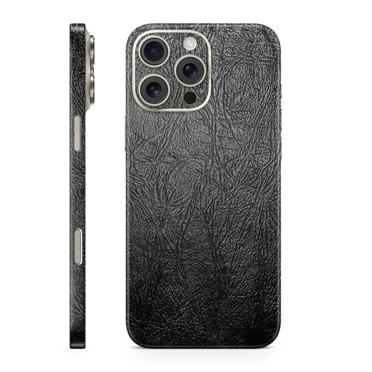 Phone Skin Compatible with Apple iPhone 16 Pro Max Black Leather Premium 3M Vinyl Protective Wrap Decal Cover Easy to Ap