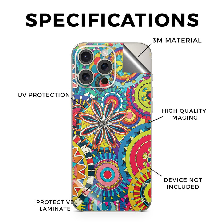 Phone Skin Compatible with Apple iPhone 16 Pro Max Flower Wheels Premium 3M Vinyl Protective Wrap Decal Cover Easy to Ap