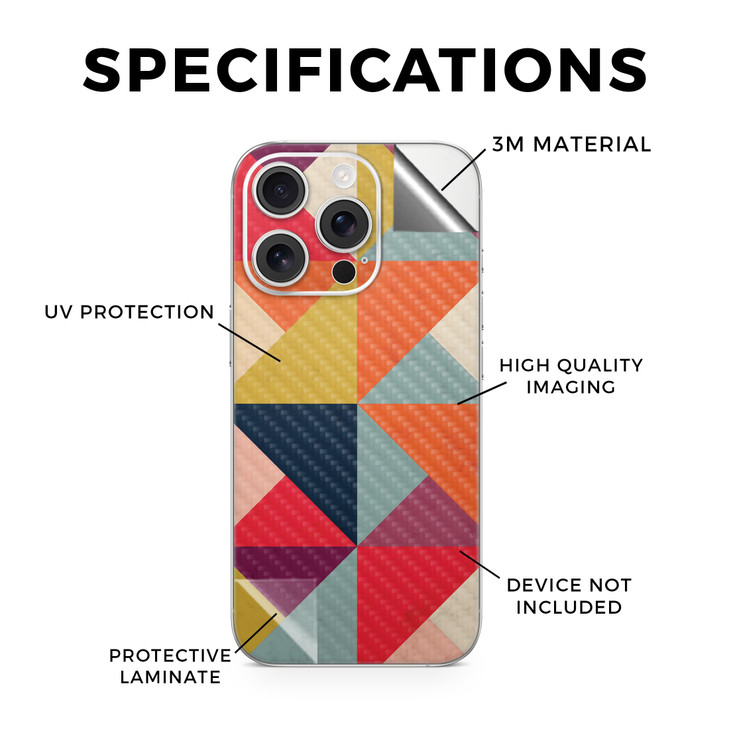 Carbon Fiber Phone Skin Compatible with Apple iPhone 16 Pro Bright and Happy Premium 3M Vinyl Protective Wrap Decal Cove