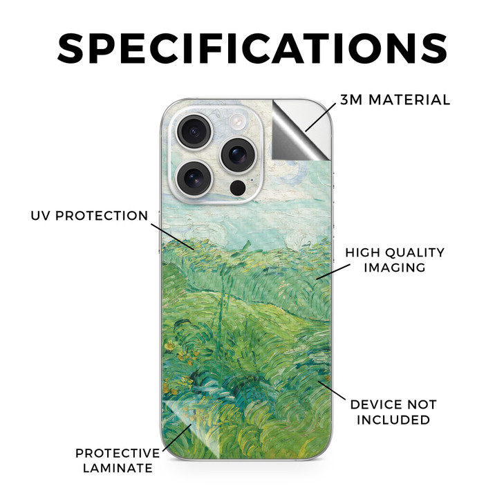 Carbon Fiber Phone Skin Compatible with Apple iPhone 16 Pro Green Wheat Fields Premium 3M Vinyl Protective Wrap Decal Co