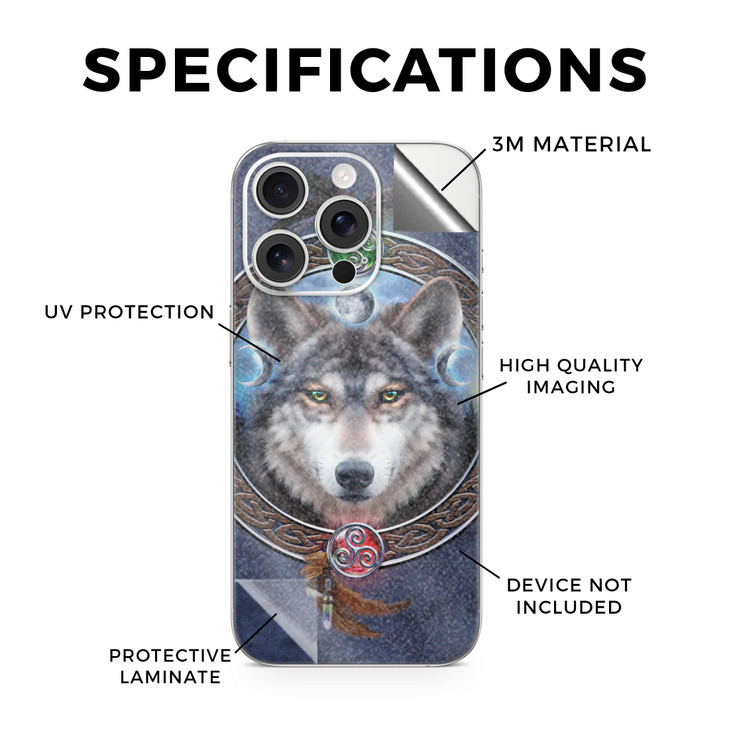 Glossy Glitter Phone Skin Compatible with Apple iPhone 16 Pro Wolf Dreamcatcher Premium 3M Vinyl Protective Wrap Decal C