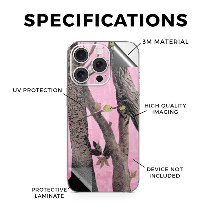 Glossy Glitter Phone Skin Compatible with Apple iPhone 16 Pro Pink Tree Camo Premium 3M Vinyl Protective Wrap Decal Cove