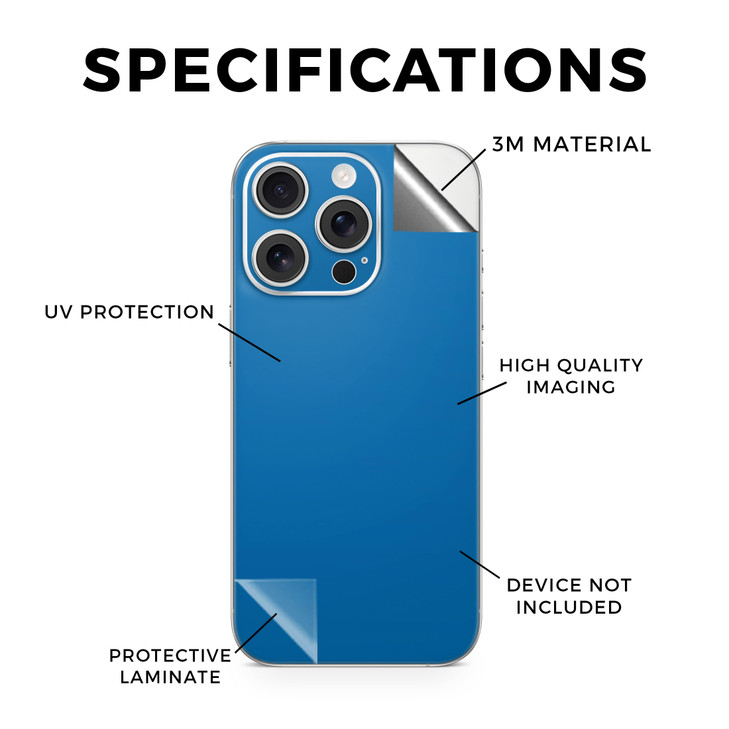 Phone Skin Compatible with Apple iPhone 16 Pro Solid Blue Premium 3M Vinyl Protective Wrap Decal Cover Easy to Apply Cra