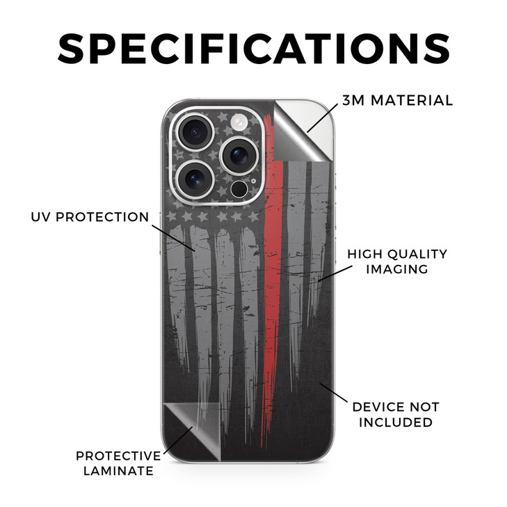 Phone Skin Compatible with Apple iPhone 16 Pro Thin Red Line Premium 3M Vinyl Protective Wrap Decal Cover Easy to Apply
