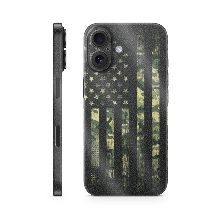 Glossy Glitter Phone Skin Compatible with Apple iPhone 16 American Camo Premium 3M Vinyl Protective Wrap Decal Cover Eas