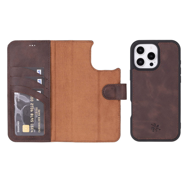 Venito Handcrafted Wallet Case for iPhone 16 Pro Max Magsafe Compatible Premium Leather Detachable Magnetic Flip Cover S