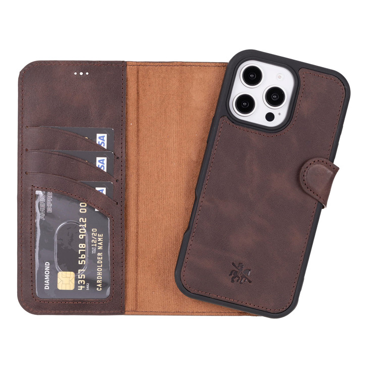 Venito Handcrafted Wallet Case for iPhone 16 Pro Max Magsafe Compatible Premium Leather Detachable Magnetic Flip Cover S