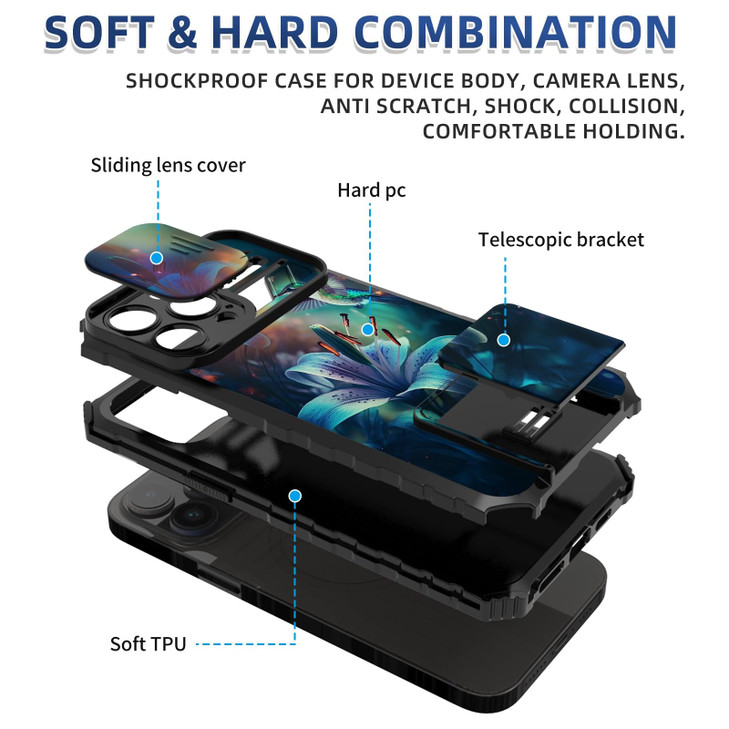 GFRGTFHYT for iPhone 16 Pro Max Phone Case 69 with Slide Camera Cover Builtin Stand Kickstand Slim Dual Layer Hard PC So