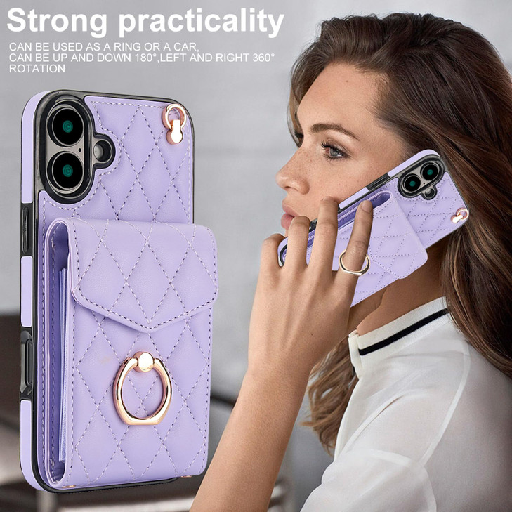 MRRSIWEI for iPhone 16 PlusApple 16 Plus Wallet Case with Card Holder PU Leather with Crossbody Lanyard Wrist Strap Kick