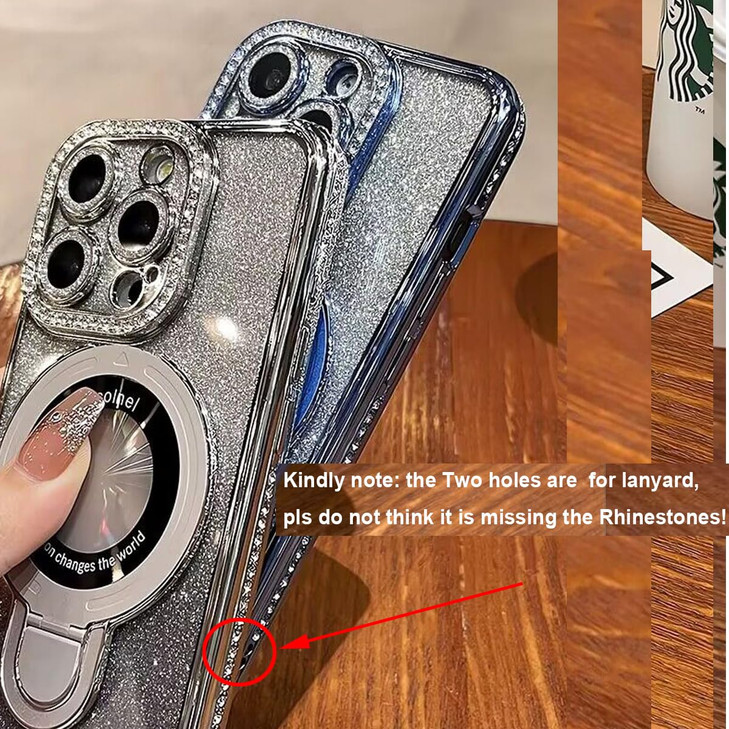 Changjia Magnetic Stand Glitter Case for iPhone 16 Pro MaxCompatible with Magsafe Luxury Bling Sparkly Rhinestones with