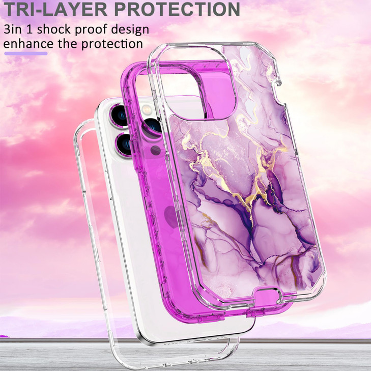 Changjia Glitter Marble Pattern Case for iPhone 16 Pro MaxHeavy Duty 3 in 1 Full Body Shockproof Hard PCSoft Silicone Bu