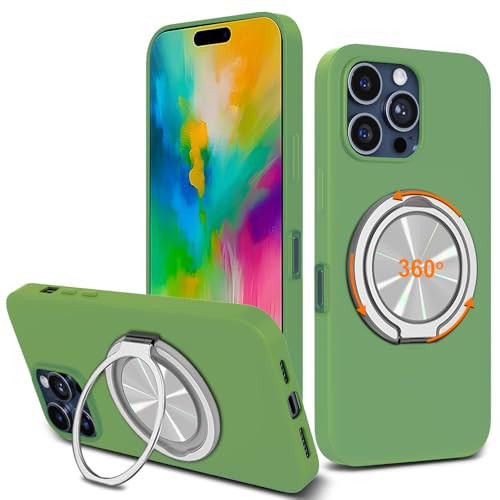 Compatible with iphone 16 Pro Max Phone Case with Stand 360 Rotatable Ring Holder Kickstand Lightweight Silicone TPU Sho