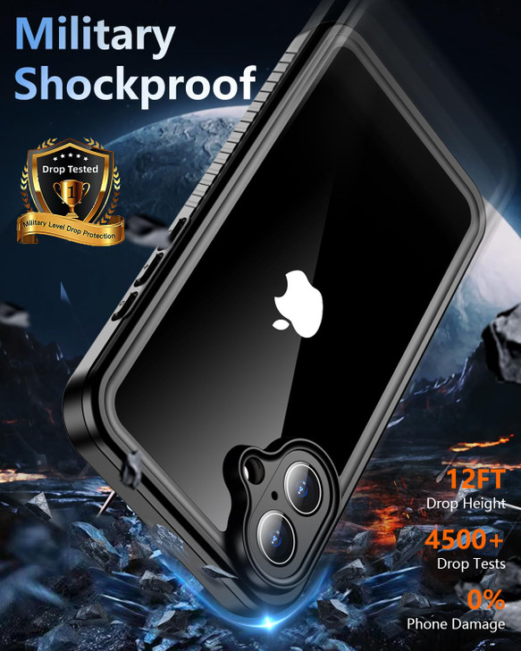 Oterkin Waterproof Case for iPhone 16 Case 360 Full Body Rugged 16 Phone Case with Builtin HD Screen Camera Protector 12