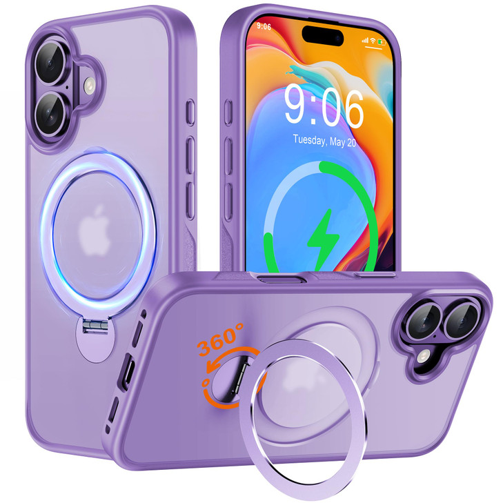 Multiin1 Magnetic KickStand Ring Holder for iPhone 16 Case Compatible with MagSafe Builtin 360 Rotatable Invisible Stand