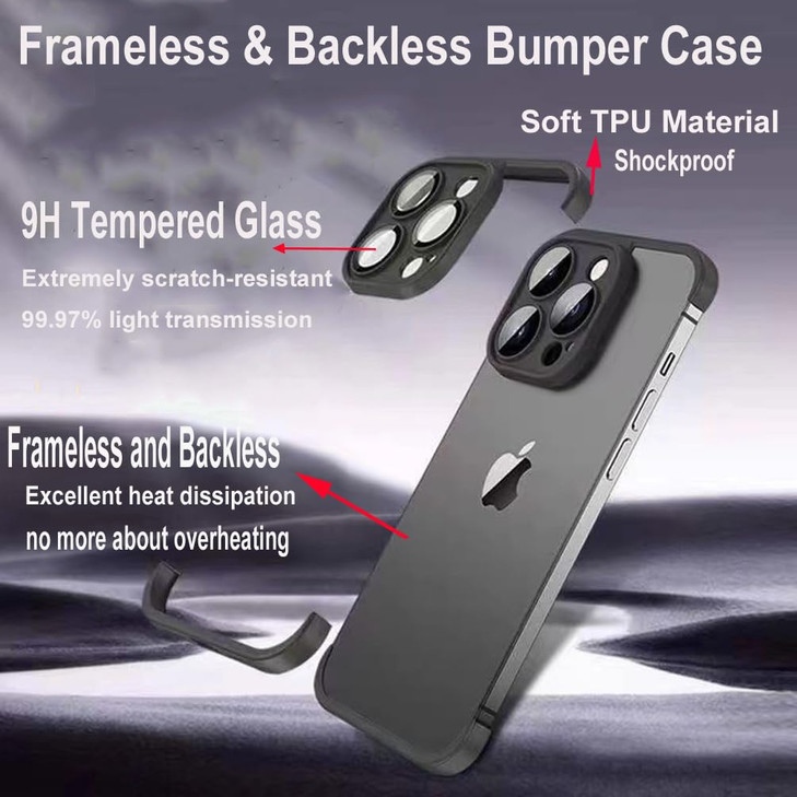 Gufiire for iPhone 16 Pro Max Bumper Case with Camera Lens Protector Frameless Corner Protection Pad No Back Compatible