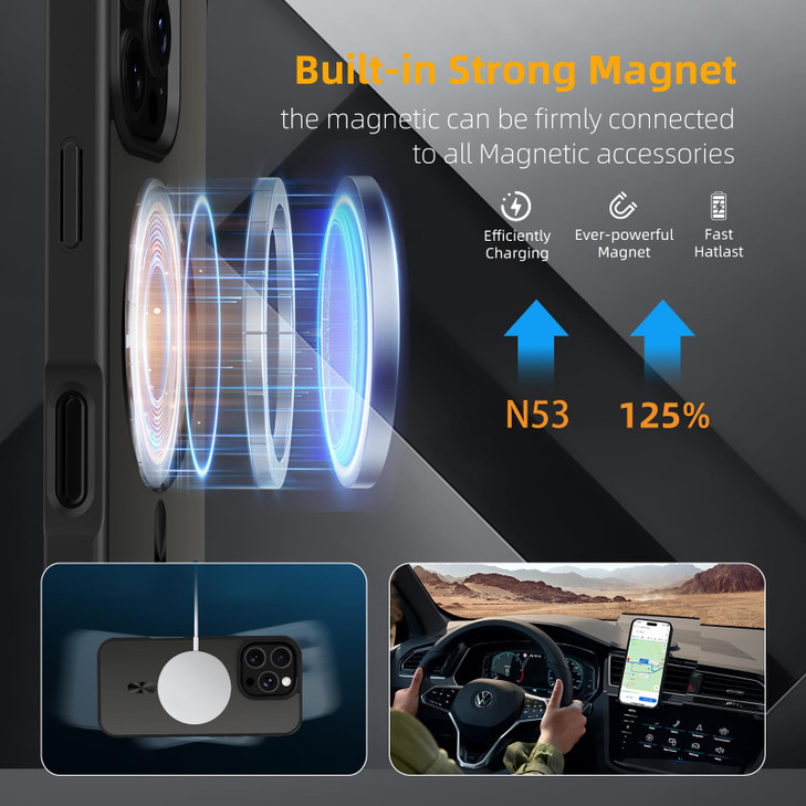 AUROX Magnetic 16 Case with Invisible Stand MilitaryGrade Protection Shockproof Slim Case for iPhone Black