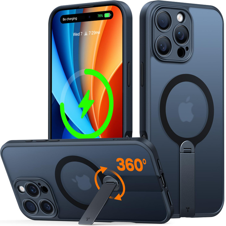 TORRAS Upgraded 360 Rotable Stand Magnetic Case for iPhone 16 Pro Max Case Full Camera Protection Fit for MagSafe16FT Mi