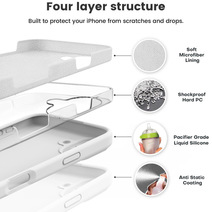 Vooii Compatible with iPhone 16 Plus Case Liquid Silicone Upgrade Camera Protection Soft AntiScratch Microfiber Lining S