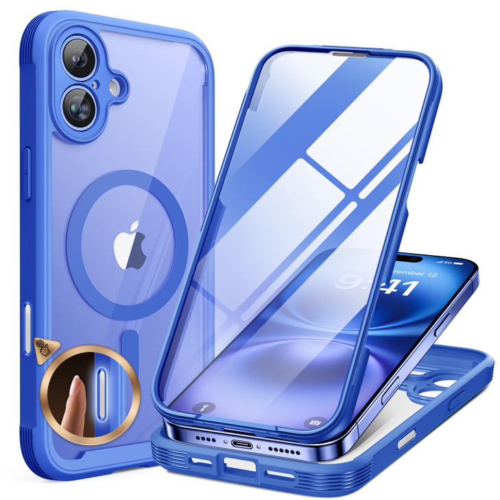 Miracase Magnetic for iPhone 16 Plus Case FullBody Phone with Builtin Glass Screen Protector Compatible with MagSafe Mil