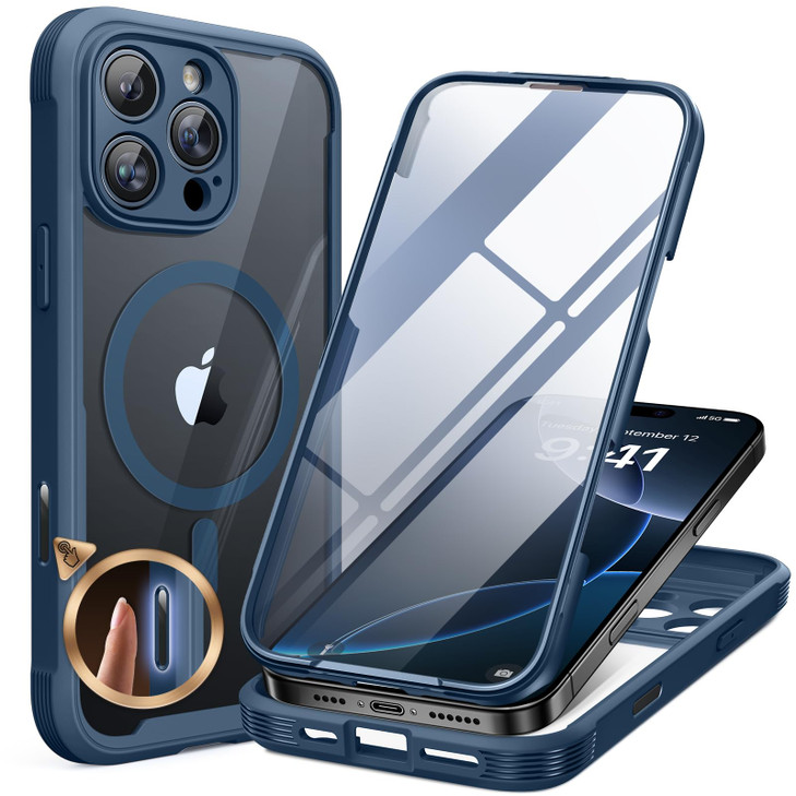 Miracase Magnetic for iPhone 16 Pro Case FullBody Phone with Builtin Glass Screen Protector Compatible with MagSafe Mili