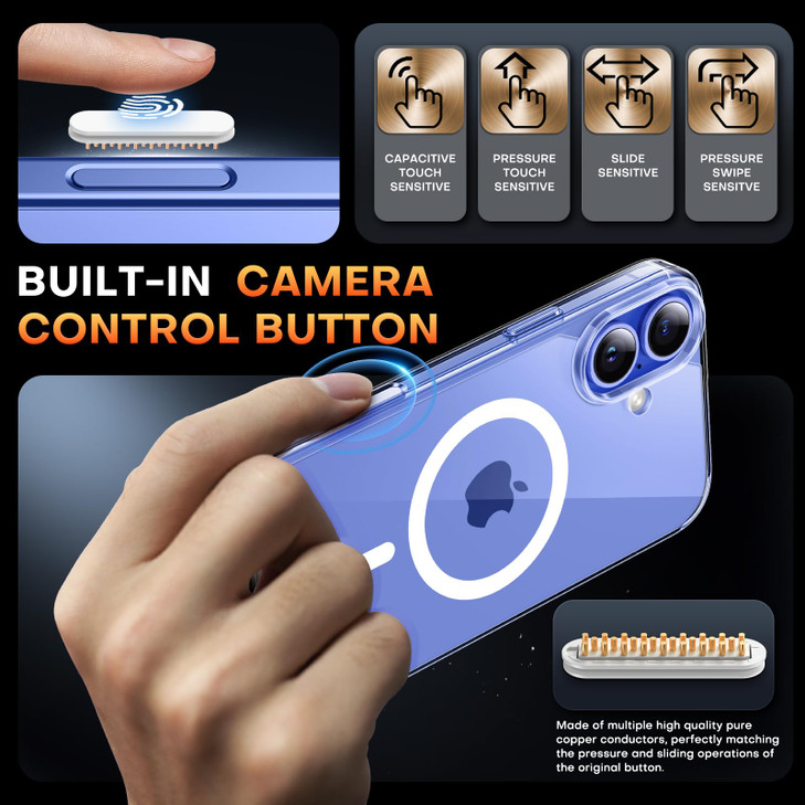 TAURI for iPhone 16 Plus Case with Camera Control Capture Button Compatible with MagSafe NotYellowing MilitaryGrade Prot