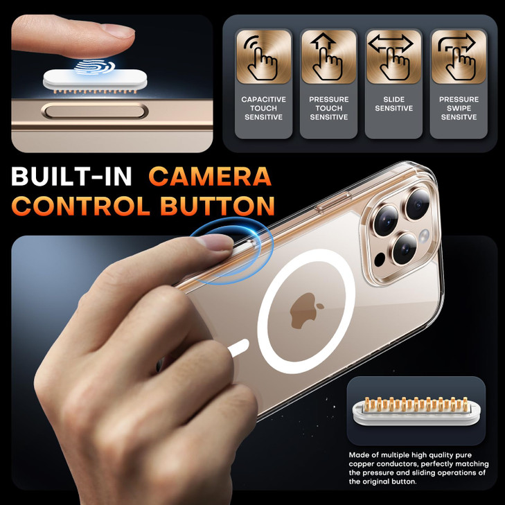 TAURI for iPhone 16 Pro Max Case with Camera Control Button Compatible with MagSafe AntiYellowing MilitaryGrade Protecti