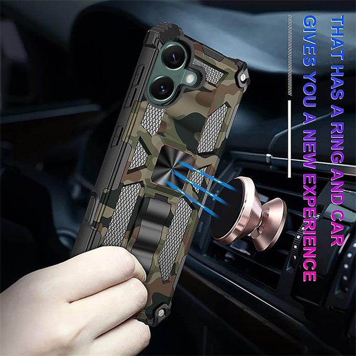 Ephoou Camouflage Case for iPhone 16 Apple 16 61 with Magnetic Kickstand Military Grade Heavy Duty Shockproof Protection