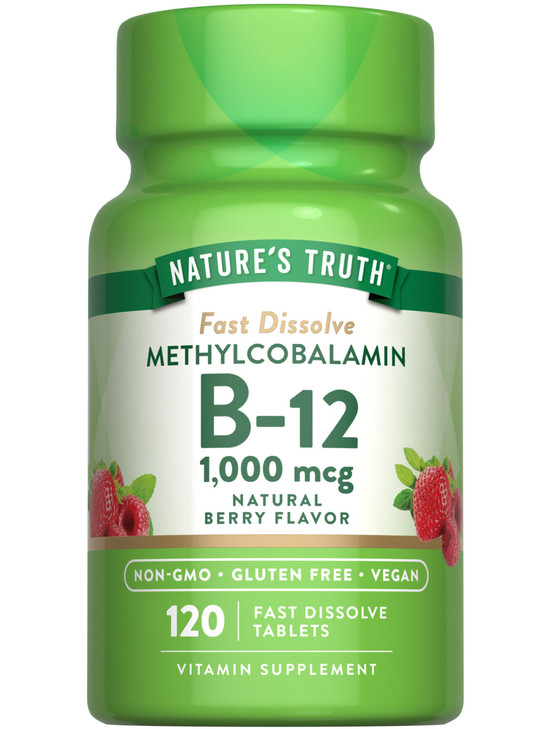 Nature's Truth B12 Vitamin Sublingual Tablets | 1000 mcg | 120 Count | Vegan, Non-GMO & Gluten Free