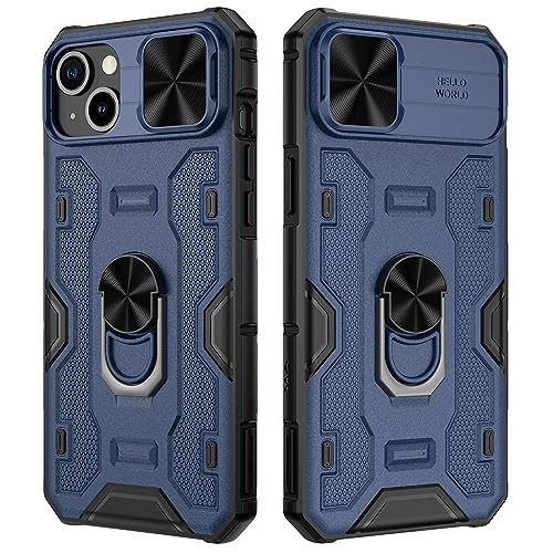 VEGO for iPhone 15 Plus Case with Slide Camera Cover Builtin 360 Rotate Ring Kickstand Magnetic Magnet Protective Cover