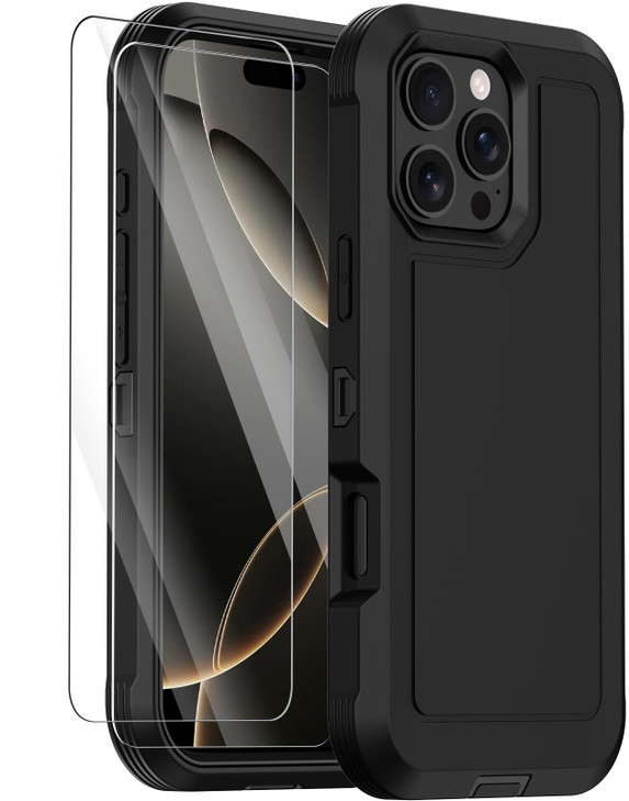 Annymall for iPhone 16 Plus Case with 2 Screen ProtectorShockproof Dropproof Heavy Duty Military Grade MultiLayer Defend