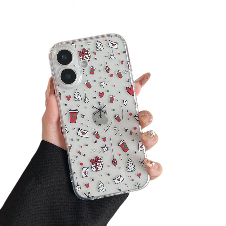 ZTOFERA Christmas Phone Case for iPhone 16 Plus 67 inchClear Cute Merry Christmas Pattern Phone Case Gifts Transparent H