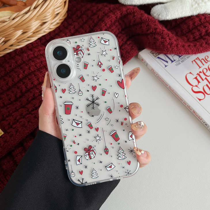 ZTOFERA Christmas Phone Case for iPhone 16 Plus 67 inchClear Cute Merry Christmas Pattern Phone Case Gifts Transparent H